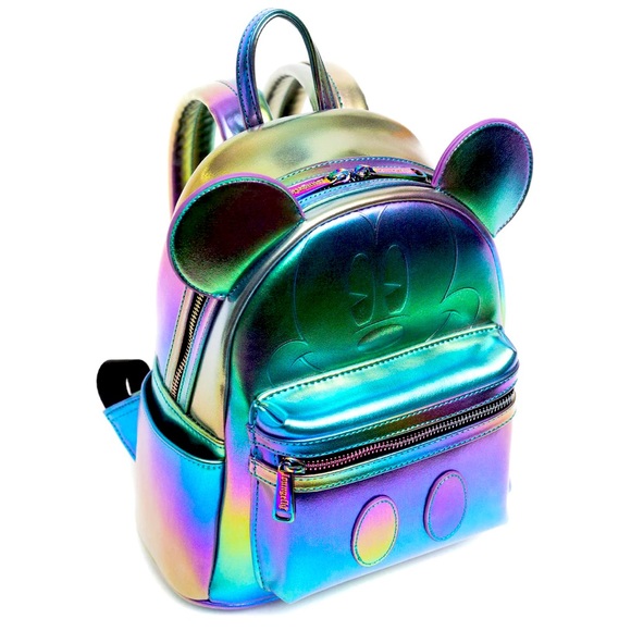 LOUNGEFLY OIL SLICK Mickey Backpack AND Wallet set IN HAND - NWT! - Picture 5 of 8